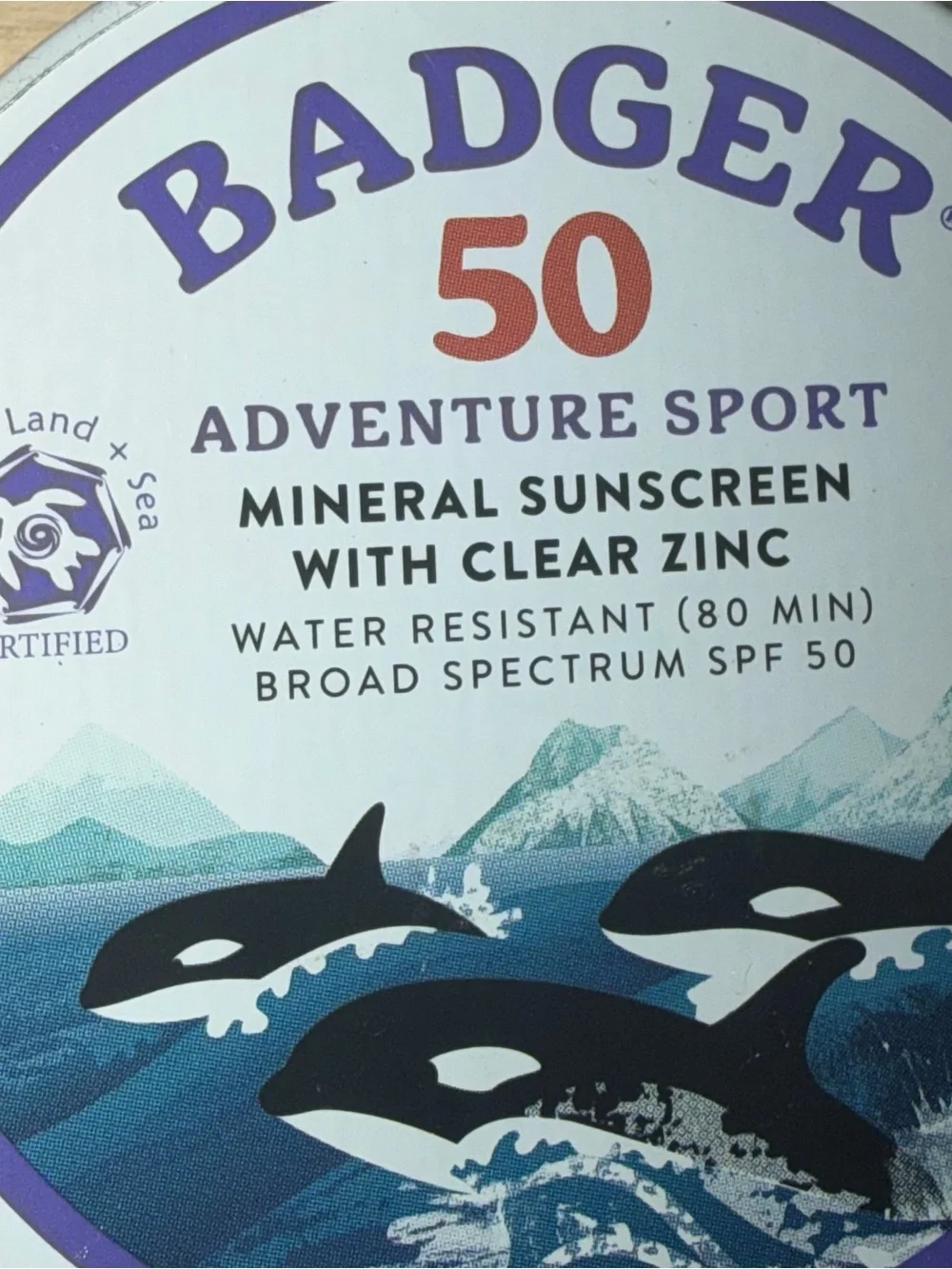 Badger SPF 50 Adventure Sport Mineral Sunscreen with clear zinc NEW SEALED 7/28